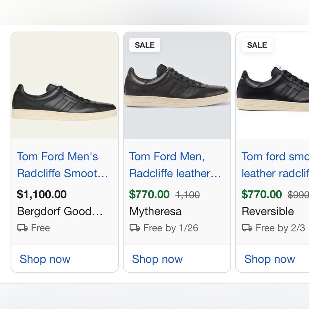 NEW! $1,100 Tom Ford Radcliffe Smooth Leather Low-Top Black Cream Sneakers 9 - Picture 10 of 11